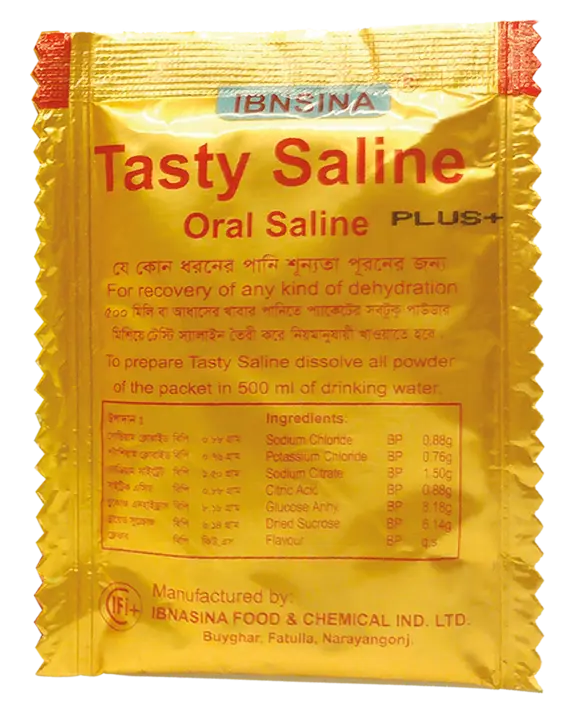 Tasty Saline Plus+, mango flavour sachet